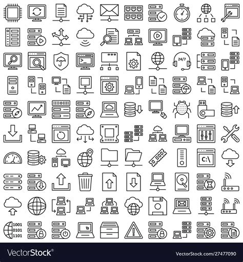 Database Server And Location Icons Set Every Ico Vector Image