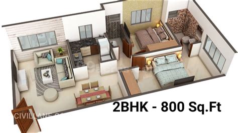 800 Sq Ft House Plans 3 Bedroom In 3d Instant Harry