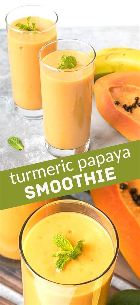 Turmeric Papaya Smoothie In 2020 Papaya Smoothie Alcohol Drink