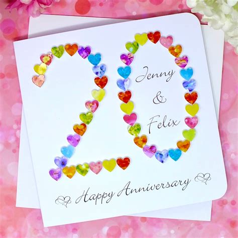 Handmade 20th Wedding Anniversary Card 20th Anniversary Etsy