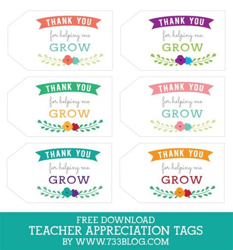 Thank You Teacher Gift Tags Free Printable