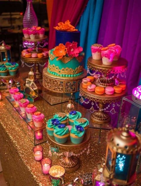 This wedding theme is defined by rich, vivid colors, intricate lanterns, flowing fabrics, and riches. My favourite mehindi deco | Moroccan theme party, Moroccan ...