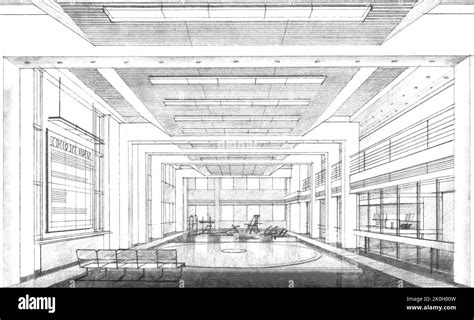 Pencil Sketch Of The Interior Of A Gym Hand Drawing Vector