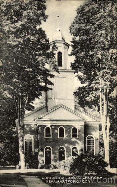 Street View Of Congregational Church New Hartford Ct Postcard