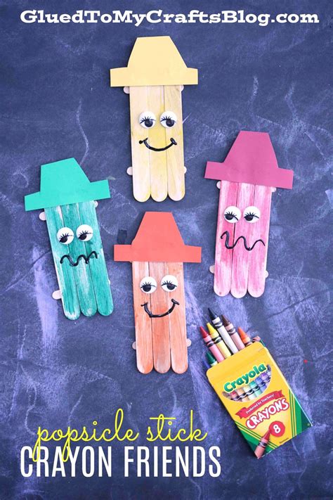 Popsicle Stick Crayon Friends Kid Craft School Kids Crafts School