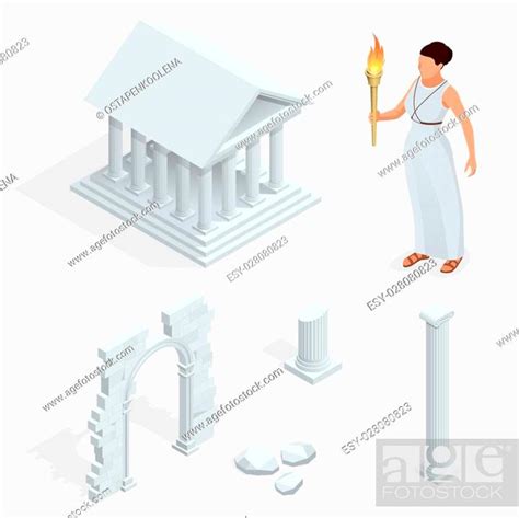 Isometric Greek Temple Greek Goddess Of Beauty Aphrodite Stock Vector Vector And Low Budget