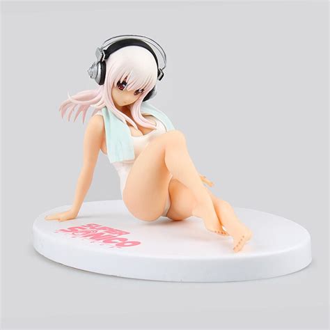 Anime Super Sonico Sexy Figure White Swimsuit Ver Painted PVC Action Figure Collectible Model