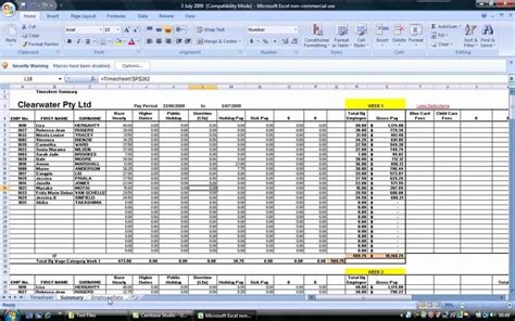 Payroll System Excel Template Lenaglo