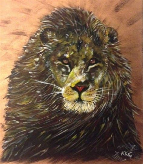 Majesty Wildlife Painting Of An African Male Lion Created With