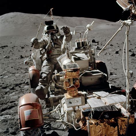 The Second Of Three Photos Eugene Cernan Took Of Jack Schmitt Jumping Into The Lmp Rover Seat