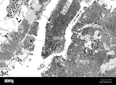 New York Map Satellite View The United States Illustration Houses
