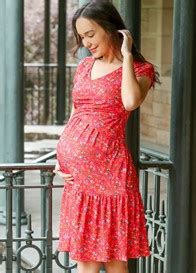 Floressa Poppy Tiered Crossover Maternity Nursing Dress
