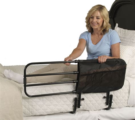 Stander EZ Home Bed Rail Length Adjustable Folding Rail Black Safety Strap EBay