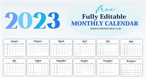 Editable 2023 Calendar Templates Free Download