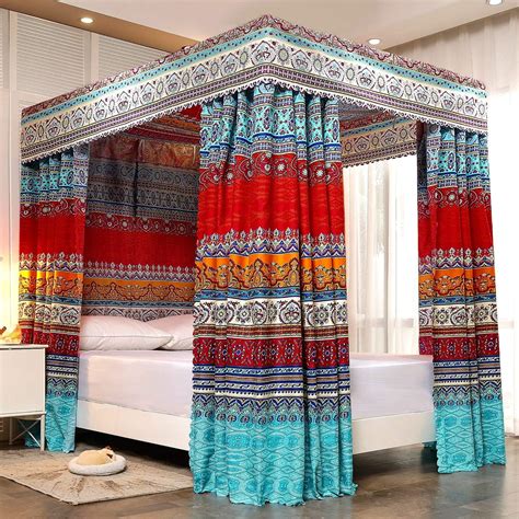 Nattey 4 Corners Post Canopy Bed Curtains For Girls