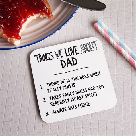 Personalised Things We Love About Dad Or Daddy Coaster By Coconutgrass
