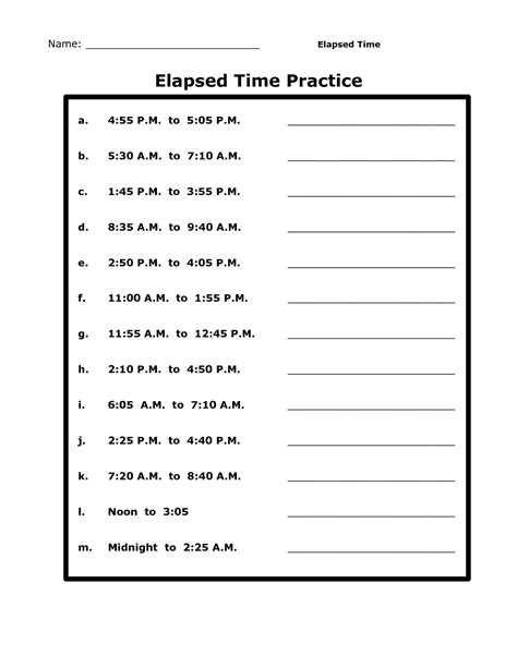 Elapsed Time Worksheet Year 5 Kids Activities