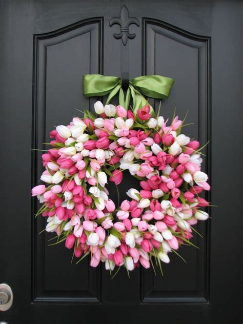 Spring Tulip Wreath Front Door Wreath Door Wreaths Mothers Day