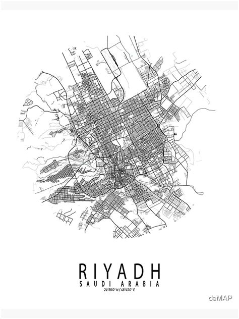 Riyadh City Map Of Saudi Arabia Circle Poster By Demap City Map