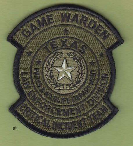 Texas Game Warden Critical Incident Team Police Patch Subdued Police