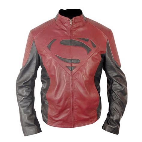 enah superman black and red genuine real leather jacket