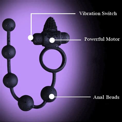 Male Anal Beads Cock Rings Retard Ejaculation Vibrator Sex Toy Beaded Anus Butt Plug Vibration