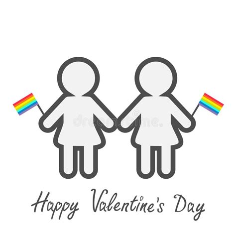 Happy Valentines Day Love Card Gay Marriage Pride Symbol Two Contour