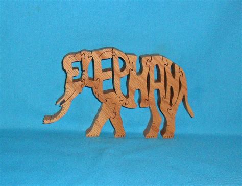 Elephant Handmade Scroll Saw Wooden Puzzle Etsy