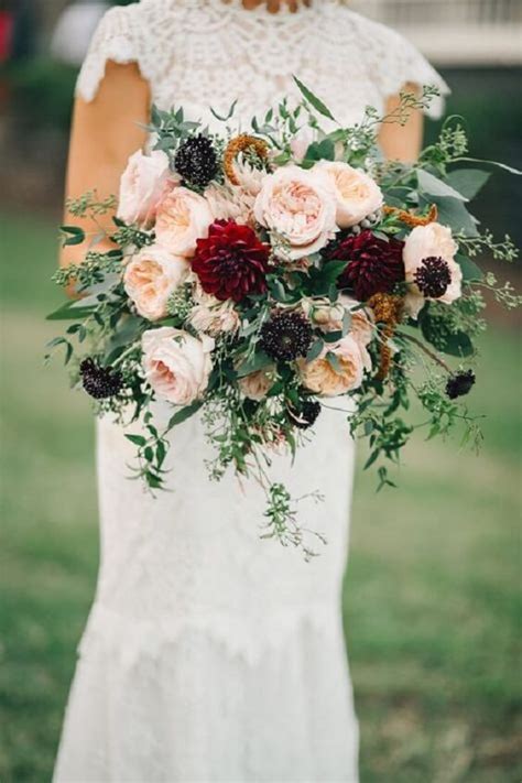 Gorgeous Peach And Burgundy Fall Wedding Bouquets Ideas Colorsbridesmaid