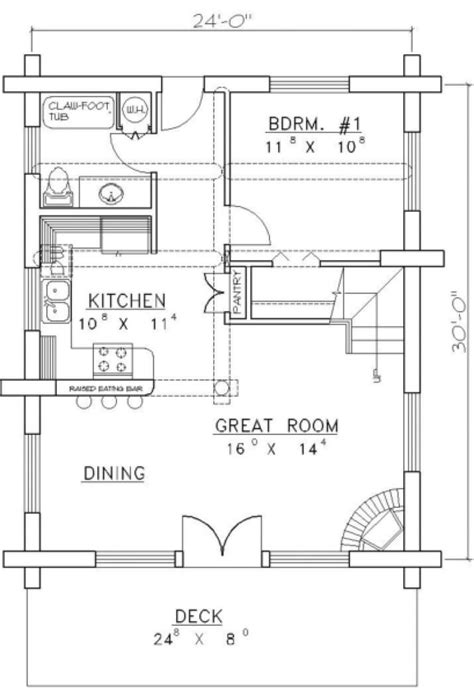 House Plan 039 00027 Cabin Plan 1040 Square Feet 1 Bedroom 1