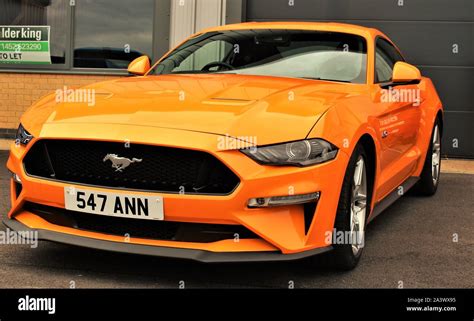 2019 Ford Mustang Gt Orange Stock Photo Alamy