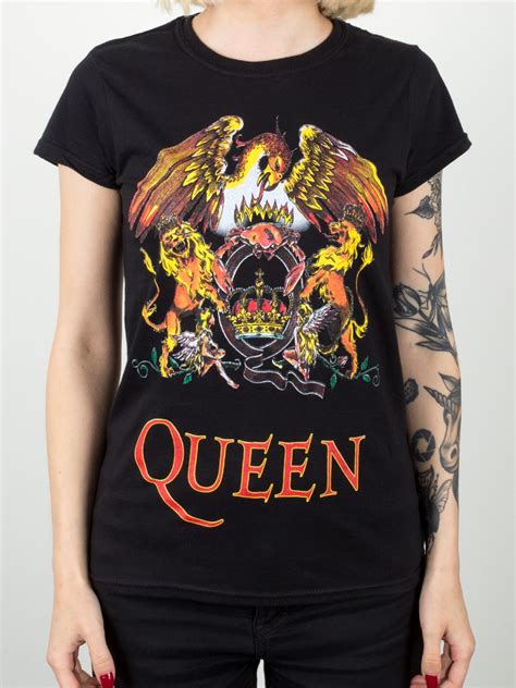 Queen Classic Crest Ladies Black T Shirt Buy Online At