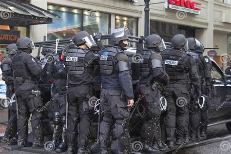 Portland Police In Riot Gear On Suv During Occupy Portland 2011 Editorial Stock Image Image Of