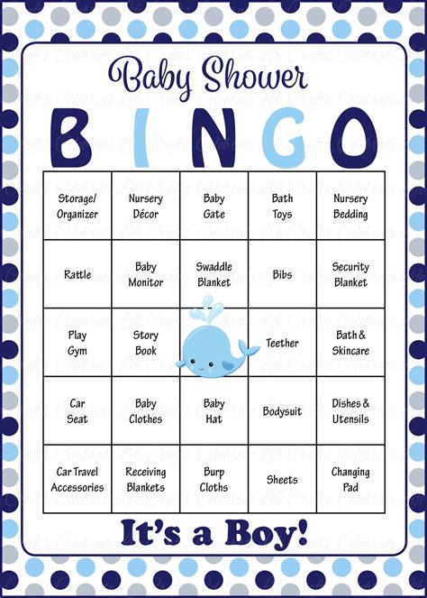 Blank Baby Shower Bingo Template Items Similar To Bingo