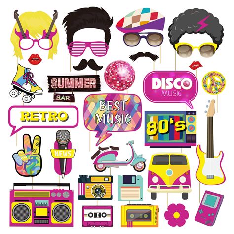 buy 33pcs 80s throwback 1980s party theme photo booth props disco photobooth favor decoration