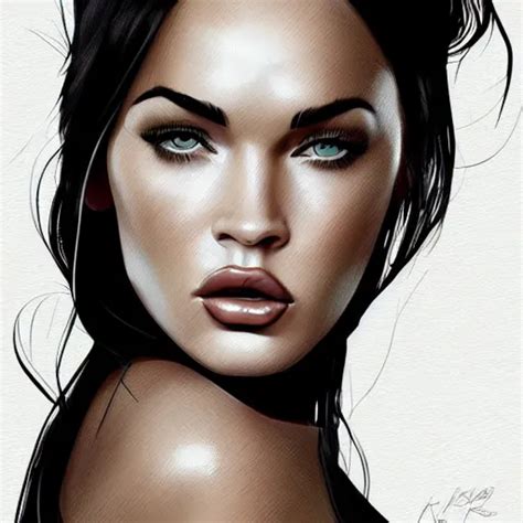 Megan Fox Portrait By Arunas Kacinskas Sketch Stable Diffusion