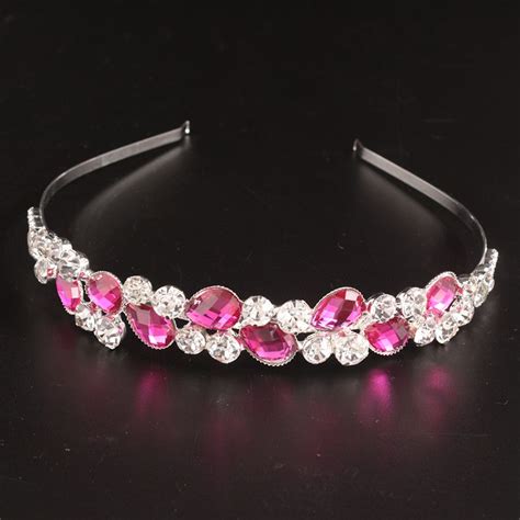 499us New Pink Shiny Crystal Rhinestone Headband Wedding Party Tiara Hair Bands Bridal Hair