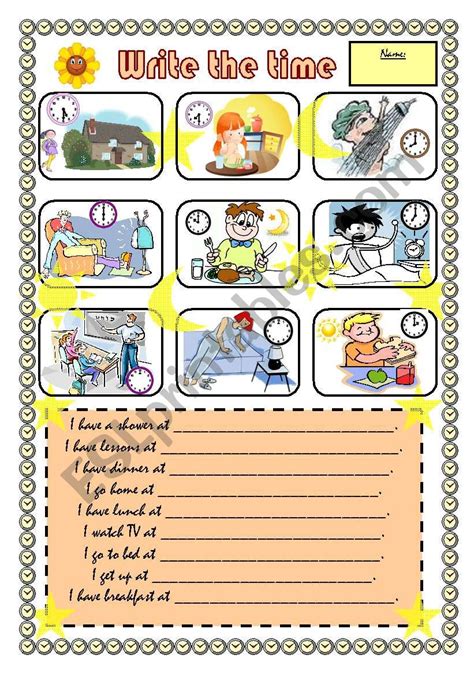 Write The Time Daily Routines Esl Worksheet By Marykate