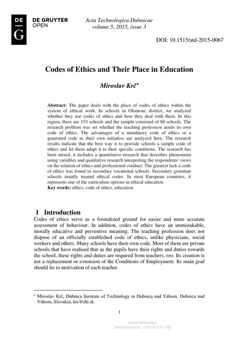 • aca code of ethics preamble. (PDF) Codes of Ethics and Their Place in Education