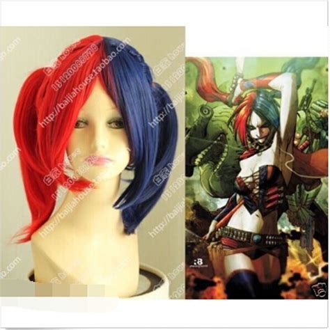 Cosplay Harley Quinn Female Clown Wig Cos Batman Blue And Red Color
