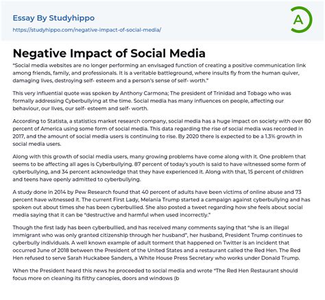 Negative Impact Of Social Media Essay Example