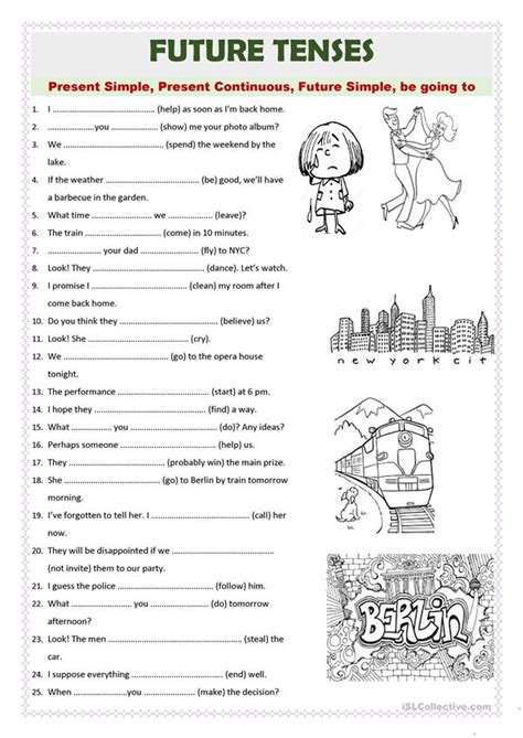 simple future tense worksheets with answers