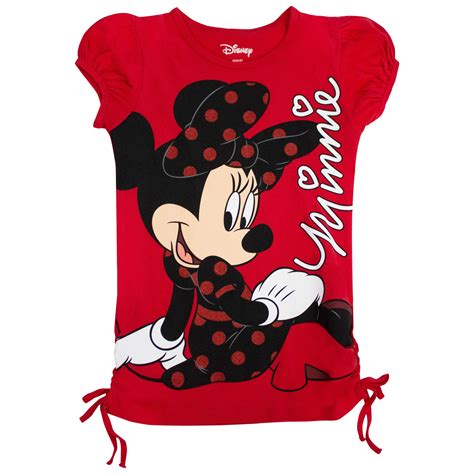 Minnie Mouse Girls Black Bow Red T Shirt