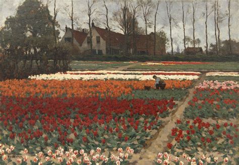 Anton Koster Paintings For Sale Working In The Tulip Fields Overveen