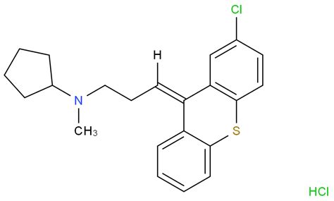 cyclopentanamine n [3 2 chloro 9h thioxanthen 9 ylidene propyl] n methyl hydrochloride e