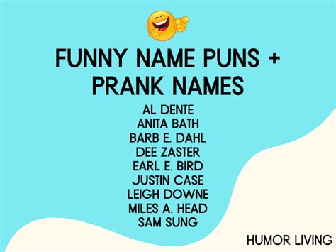100 Hilarious Name Puns And Prank Names That Are Clean Humor Living