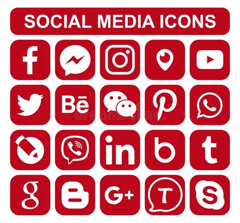 Red Social Media Icons Stock Illustrations 5800 Red Social Media