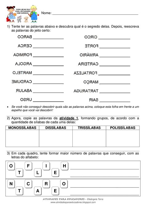Atividade Com Ar Er Ir Or Ur