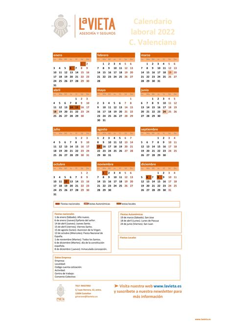 Calendario Laboral Comunidad Valenciana 2022 Pdf Para Imprimir