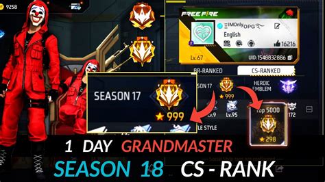 How To Reach 1 Day Grandmaster In Cs Ranked Free Fire New Season 18